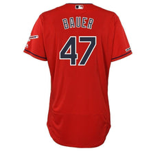 Load image into Gallery viewer, Trevor Bauer Cleveland Indians Majestic Alternate 2019 All-Star Game Patch Flex Base Player Jersey – Scarlet/White