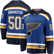 Load image into Gallery viewer, Jordan Binnington St. Louis Blues Fanatics Branded 2019 Stanley Cup Champions Home Breakaway Player Jersey - Blue