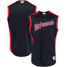 Load image into Gallery viewer, National League Majestic 2019 MLB All-Star Game Workout Team Jersey - Navy/Red