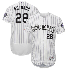 Load image into Gallery viewer, Nolan Arenado Colorado Rockies Majestic Home Collection Flex Base Player Jersey - White/Purple