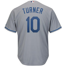 Load image into Gallery viewer, Justin Turner Los Angeles Dodgers Majestic Road Official Cool Base Player Jersey - Gray