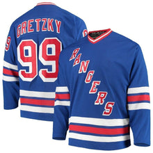 Load image into Gallery viewer, Wayne Gretzky New York Rangers adidas Heroes of Hockey Throwback Jersey - Blue