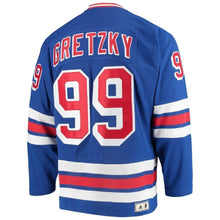 Load image into Gallery viewer, Wayne Gretzky New York Rangers adidas Heroes of Hockey Throwback Jersey - Blue