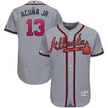 Load image into Gallery viewer, Ronald Acuña Jr Atlanta Braves Majestic 2019 Alternate Collection Flex Base Player Jersey – Navy/Gray